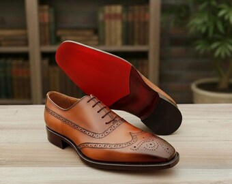 Wingtip Oxford Shoes – Handmade Leather Brogue Dress Shoes for Men