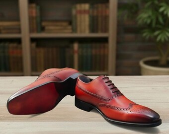 Wingtip Oxford Shoes – Handmade Leather Lace-Up Dress Shoes for Men