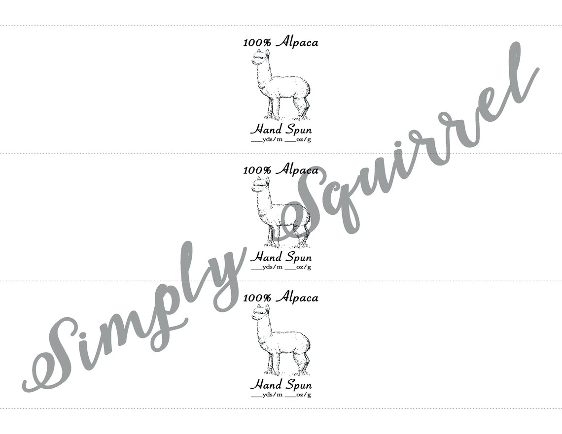 Huacaya Alpaca Wraparound Labels for Hand Spun Yarn Printable | Etsy