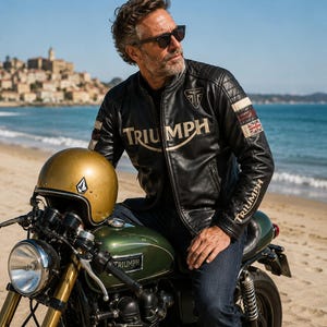Triumph motorcycle leather jacket - Etsy 日本