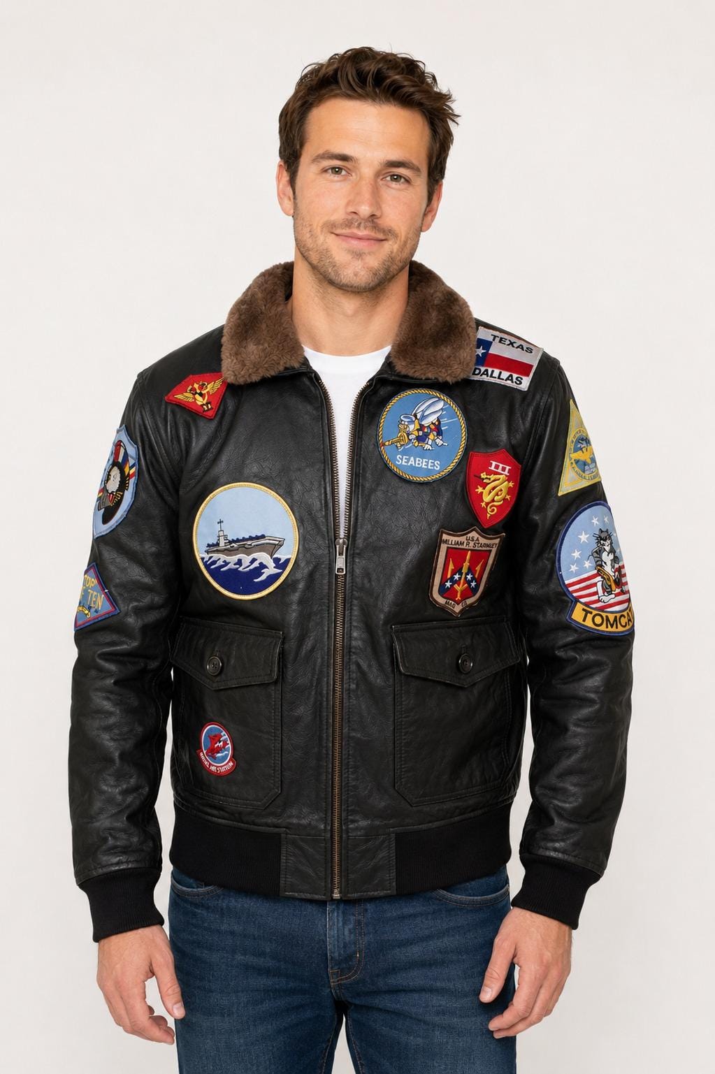 WWII Aviator Bomber Jacket – G-1 Fur Collar Leather Pilot Coat