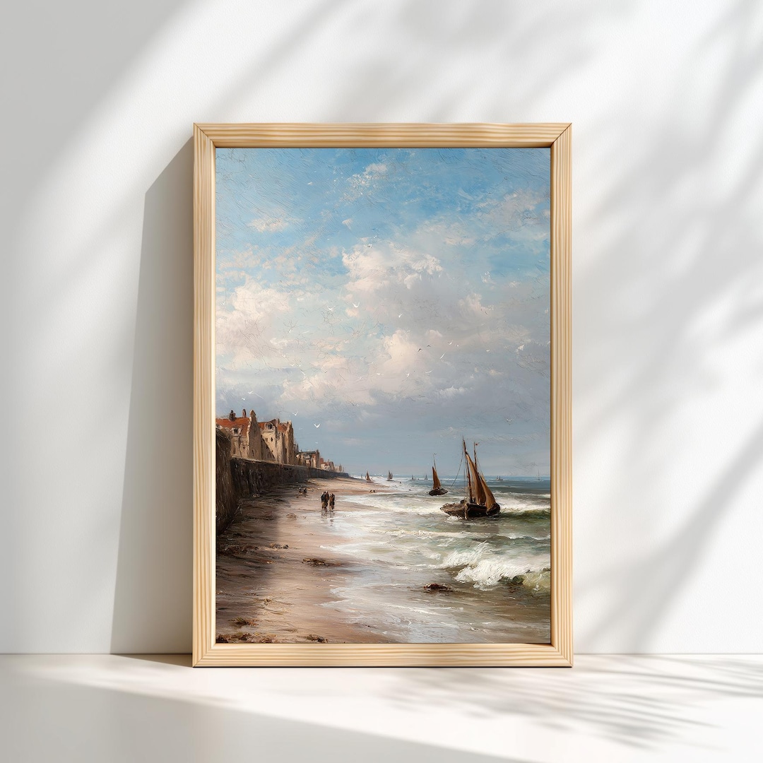 Vintage Coastal Seascape Wall Art Printable Sailing Boats Old Master ...