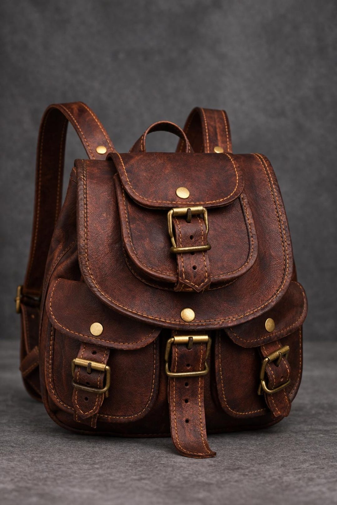 Vintage Brown Leather Backpack Handmade Leather Backpack, Women Travel ...