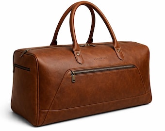 Handmade Leather Duffle Bag for Men, Travel Weekender Bag, Large Gym Bag, Minimalist Leather Overnight Bag, Gift for Him