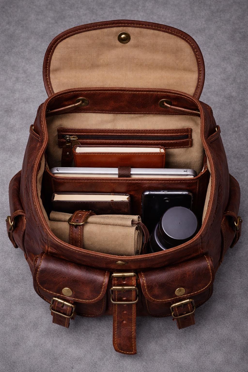 Vintage Brown Leather Backpack Handmade Leather Backpack, Women Travel ...