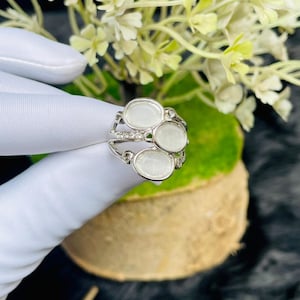 Oval Shape Mother of Pearl Ring, 925 Sterling Silver Ring, White Gemstone Heart Ring, Romantic Jewelry Gift for Women