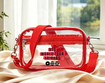 Borsa a tracolla trasparente personalizzata BTS ARIRANG World Tour, borsa trasparente per concerti Kpop, borsetta trasparente approvata per gli stadi, regali per concerti K-Pop