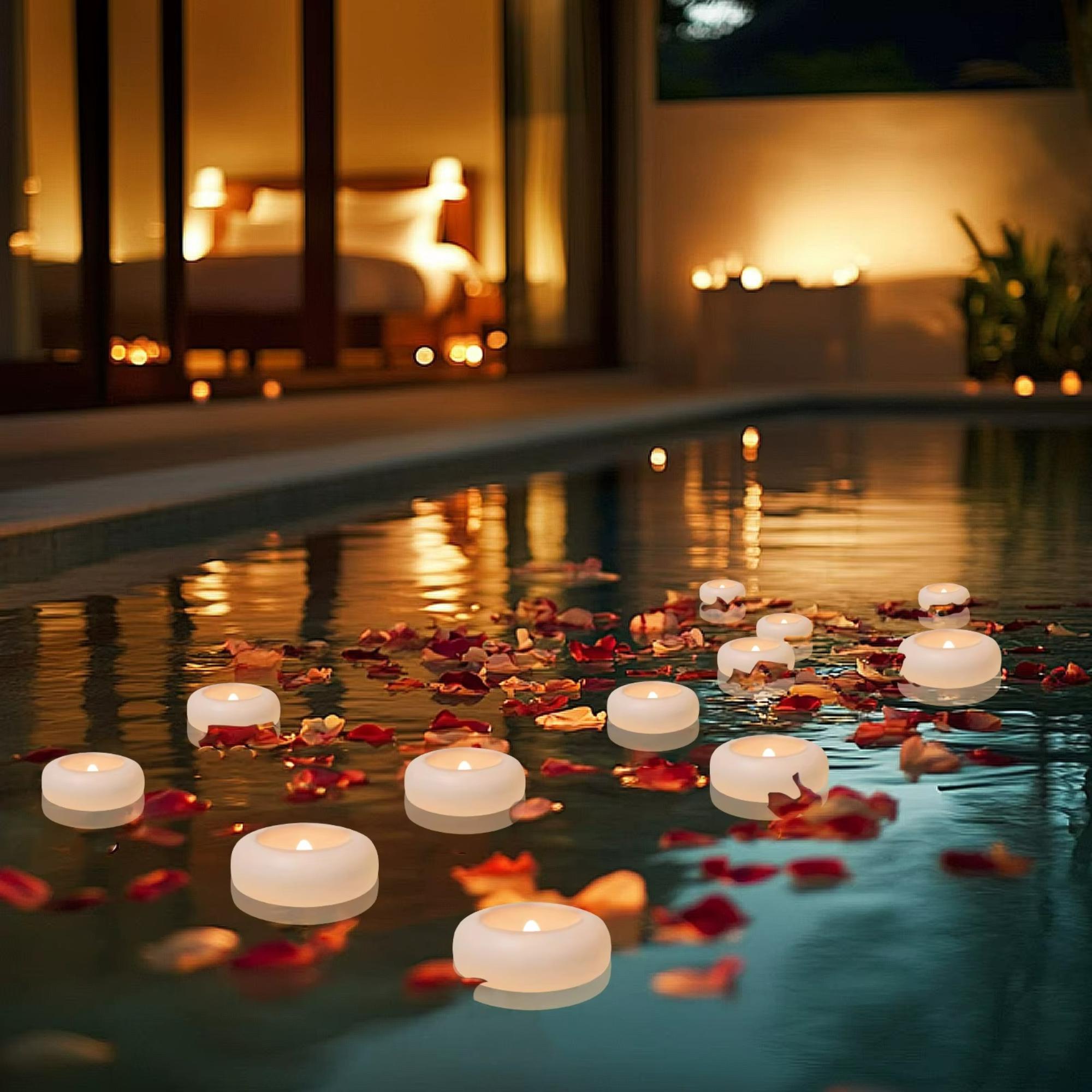 Flameless Floating LED Candles Battery Operated Tealights Romantic Pool
