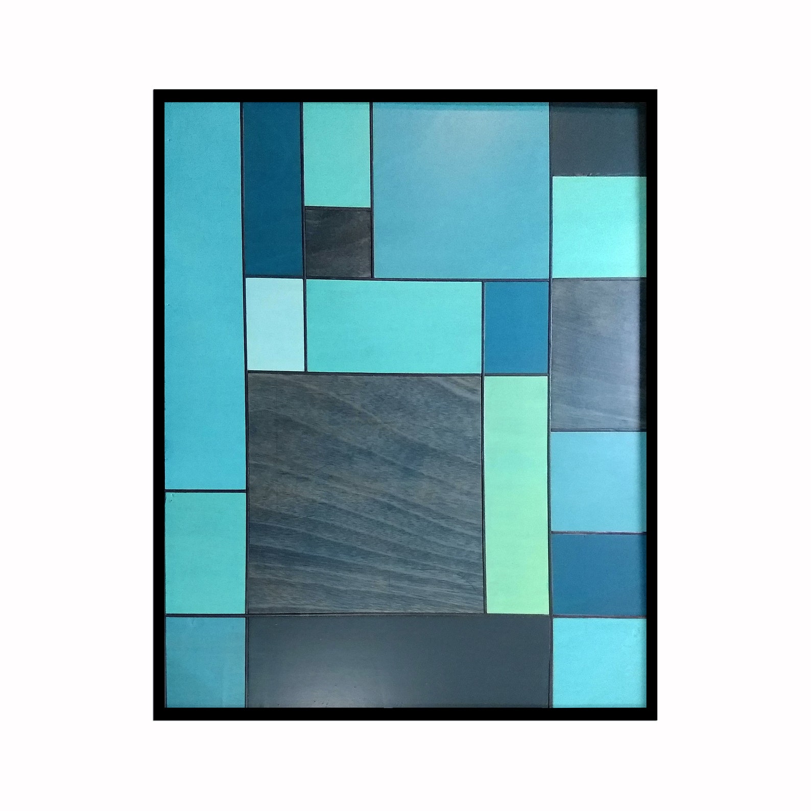 Modern Blue and Teal Squares Modern Wood Wall Art Wood Art Etsy
