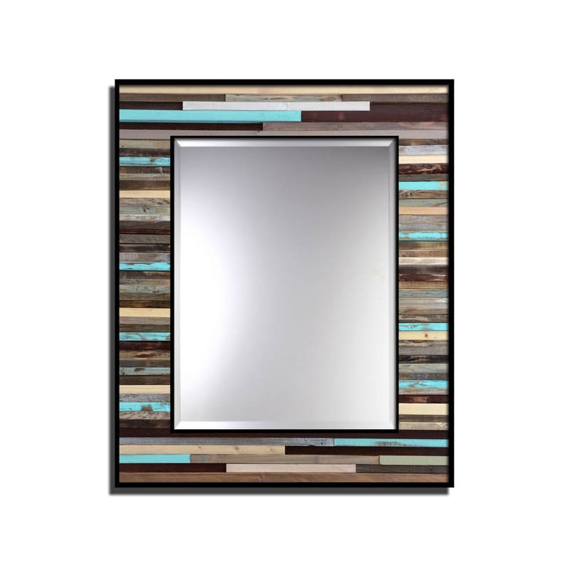Reclaimed Wood Framed Mirror Reflection 34 X 40 Modern Wall Art