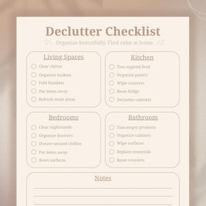 Declutter Checklist Printable | Home Organization Reset Planner