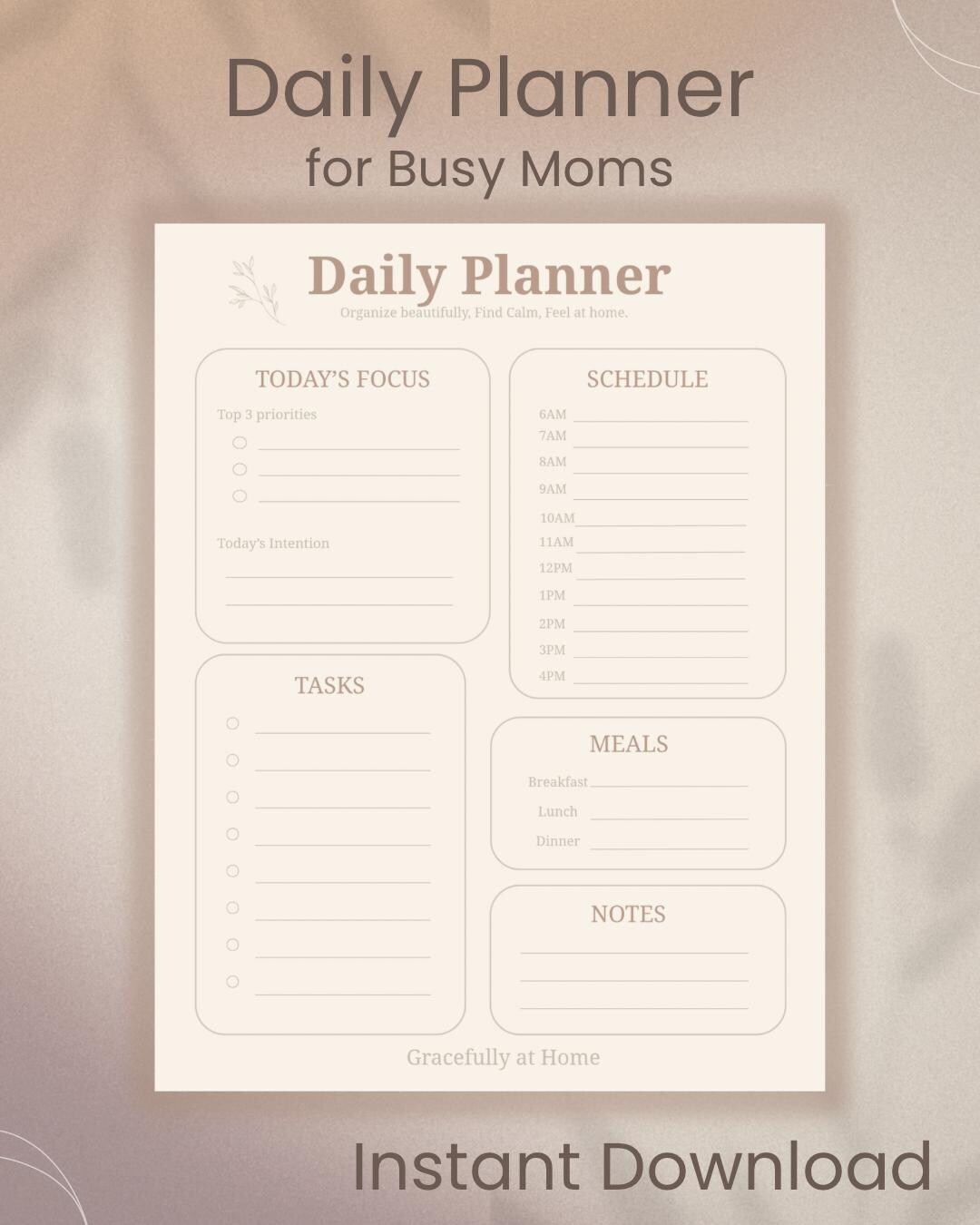 Minimalist Daily Planner for Busy Moms | Undated Schedule & To-do List ...