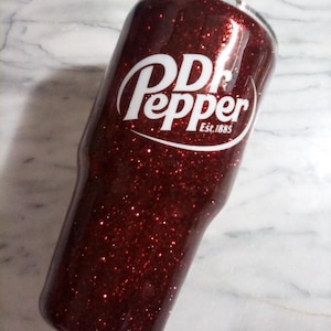 Custom Stainless Steel Glitter Tumbler - glitter mug - stainless steel tumbler - dr pepper glitter tumbler - reusable cup - reusable tumbler