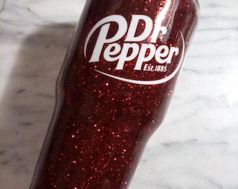 Custom Dr. Pepper Glitter Tumbler – Handmade Stainless Steel Mug