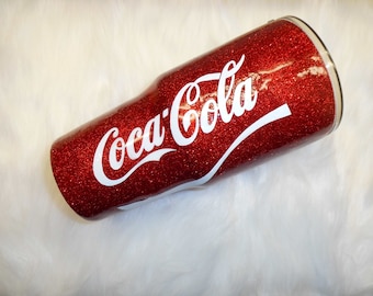 Coca Cola Glitter Tumbler - Handmade 30 oz Stainless Steel Cup
