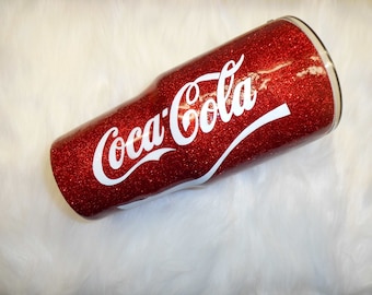 Coca Cola Steel Glitter Tumbler - glitter mug - stainless steel tumbler - Coca Cola glitter tumbler - reusable cup - reusable tumbler