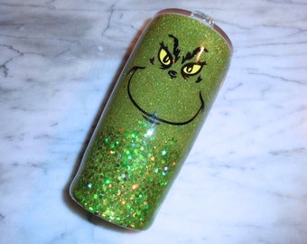 Grinch Glitter Tumbler - Grinch Glitter Mug - green glitter tumbler - green glitter mug - holiday glitter tumbler - holiday glitter mug