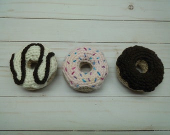 Crocheted Donuts - custom donuts - play food - montessori toys - stuffed donuts - stuffed food - knit donuts - knit food - newborn prop