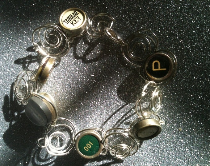 Typewriter Key Bracelet With Rare Green Key Etsy