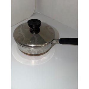 Vintage Revere Ware 3/4 Qt Kastrull i rostfritt stål med kopparbotten och lock