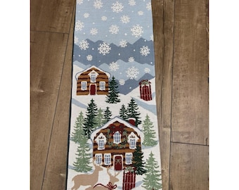 Kersthut Sneeuwvlok Tafelloper Winterscène Decor vintage vakantie