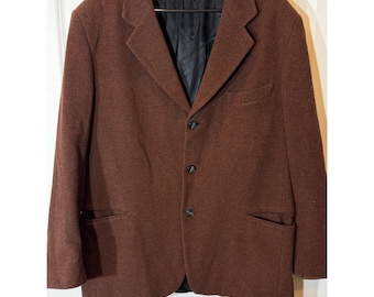 Chaqueta tipo blazer de hombre, color marrón texturizado, estilo vintage, fabricada en Italia.
