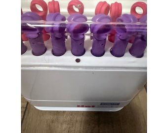 Juego de rulos térmicos Conair Hot Sticks, color morado y rosa, tamaño viaje, estilo vintage