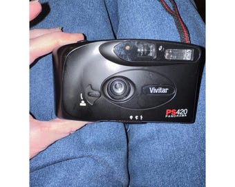 Vivitar PS420 Panorama Point Shoot 35mm Film Camera with Strap vintage WORKS