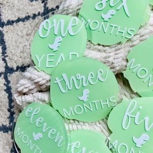 Baby Boy Announcement and Month Markers Acrylic Rounds Painted Back Baby Photo Prop image 7