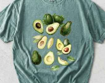 Camiseta feminina com estampa de abacate, Comfort Colors UK, camiseta fofa com estampa de abacate, presente para quem ama frutas.