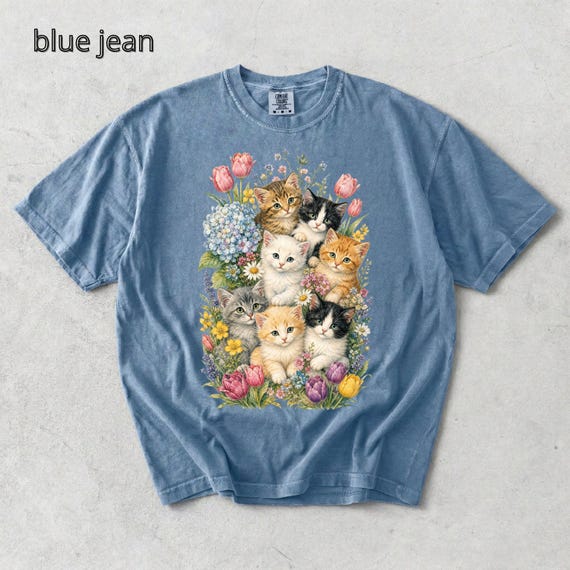 Cute Vintage Floral Kittens T-Shirt, Cat Bouquet Tee, Coquette Kittens Meme Shirt