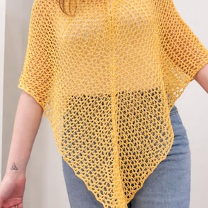 Patrón de poncho de malla de ganchillo / Patrón de top de ganchillo para principiantes / Chal a medida / Cubrebocas ligero de verano