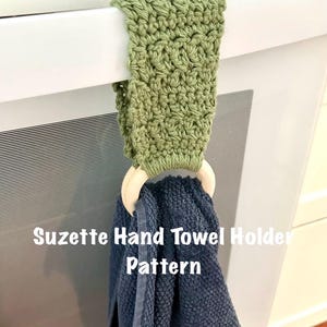Crochet Suzette Hand Towel Holder Pattern, Wooden Ring Kitchen Decor (PDF)