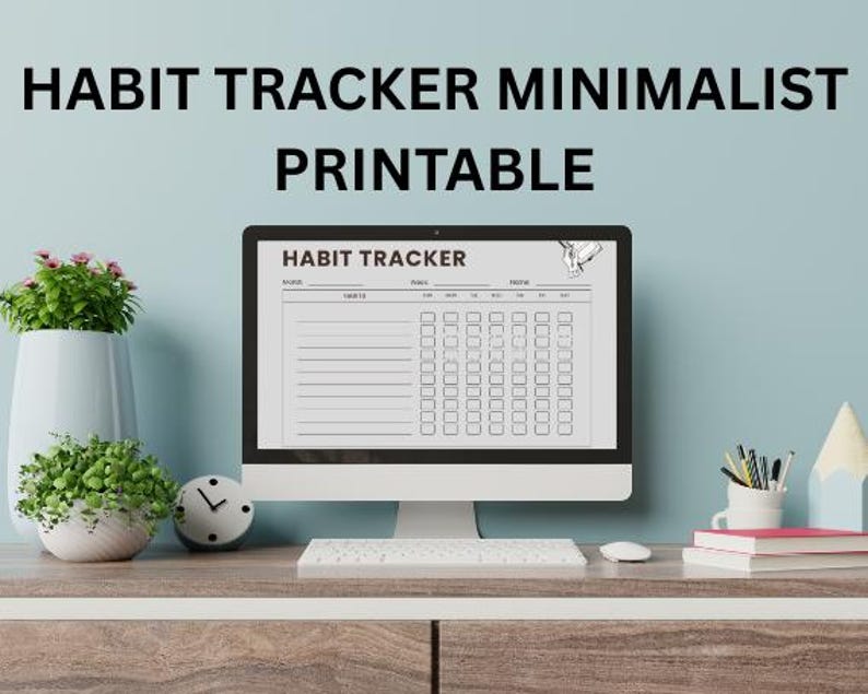 Habit Tracker Minimalist Printable | Daily Weekly Monthly Planner | A4 ...