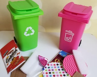 Mini Garbage Can/Recycle Cans for  18 inch Doll, 14 inch doll, 11 inch fashion doll, BJD Doll, Desk Decor (Ready to Ship)