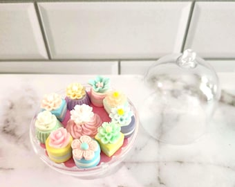 Miniature Doll Tea Cakes 1:3 Scale Petits Fours for 14-18 Inch Dolls Dollhouse Bakery Dome