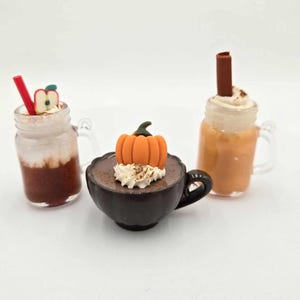 1:3 Scale Miniature Pumpkin or Apple Mason Mug Drink for 18 inch doll, 14 inch doll, BJD Doll (Ready to Ship)