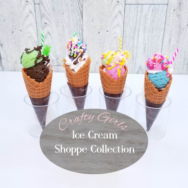 1:3 Scale Waffle Ice Cream Cone for 18 inch doll, 14 inch doll, BJD Doll  (Ready to Ship)