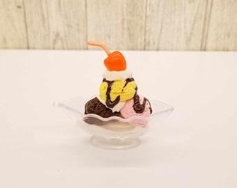 1:3 Scale 3 Scoop Ice Cream Shop Sundae for 18 inch doll, 14 inch doll, BJD Doll, Dollhouse  (Ready to Ship)
