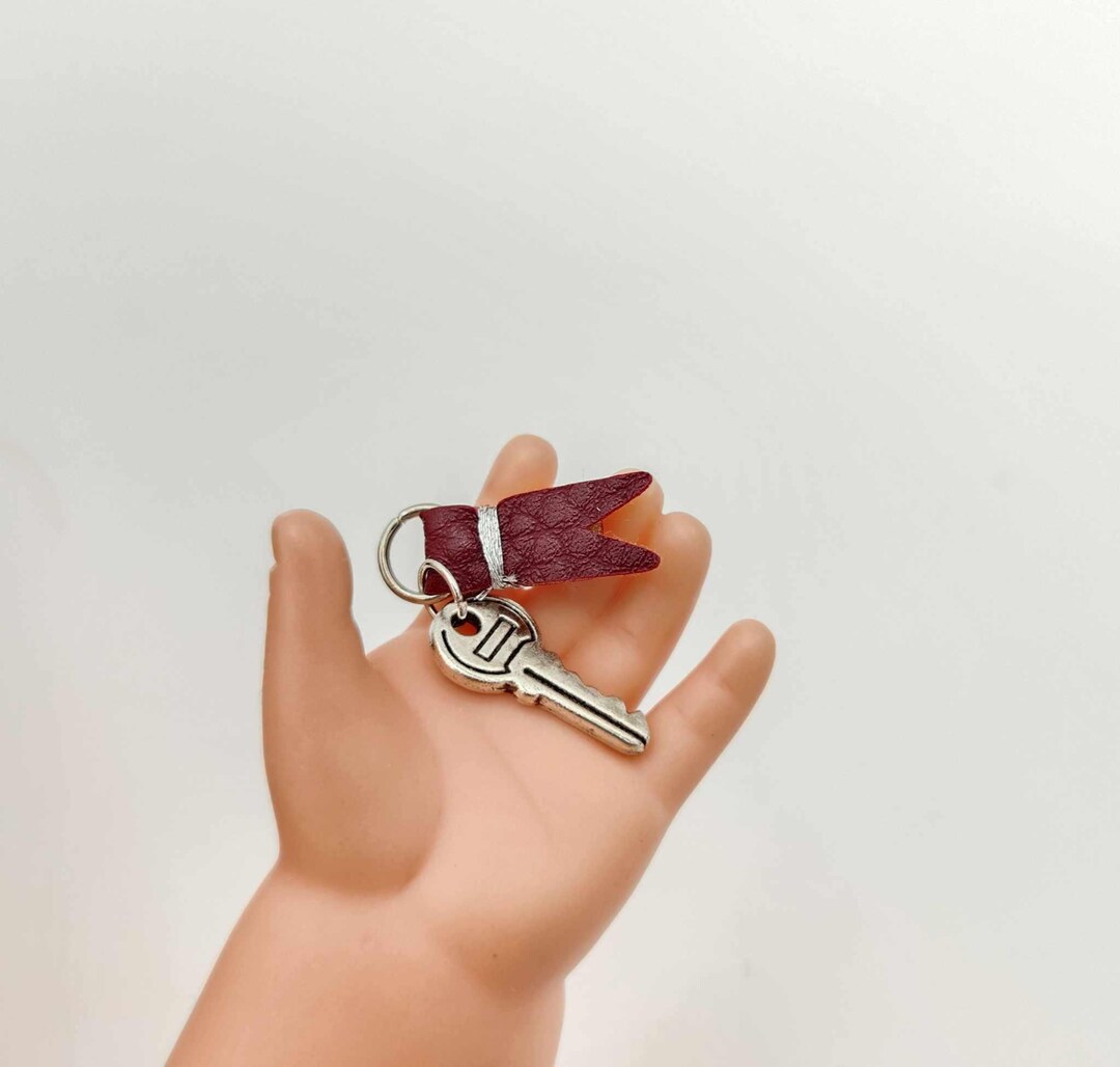 Mini Scale Key Chain 1:3 Scale Mini Key With Leather Keychain for 18 Inch Doll, 14 Inch Doll ...