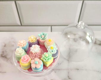 Miniature Doll Tea Cakes 1:3 Scale Petits Fours for 14-18 Inch Dolls Dollhouse Bakery Dome