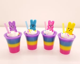 Mini Easter Bunny Smoothie Drink 1:3 Scale for 14-18 inch dolls BJD doll Food Colorful Marshmallow Beverage Holiday diorama