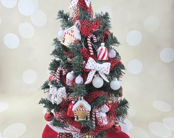 Mini 16 inch Decorated Christmas Tree for 14-18 inch dolls BJD doll Dollhouse Holiday Decorations Diorama