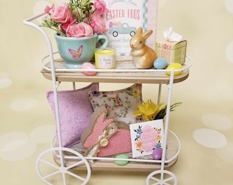 1:3 Scale Mini Easter Spring Decorated Cart for 18 inch dolls, 14 inch dolls, BJD Dolls, Collectible (Ready to Ship)