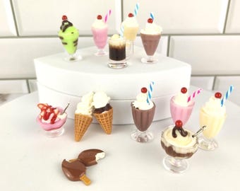 1:6 Scale Ice Cream Shakes , Root Beer Float, Chocolate Sundae for 11 inch doll, BJD Doll