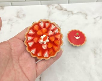Miniature Strawberry or Cherry Tart 1:3 Scale Doll Food 14-18 inch dolls 11 inch fashion dolls Polymer Clay faux food