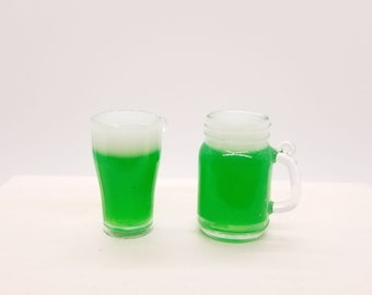 1:3 Scale Miniature St. Patrick's Day Green Beer for 18 inch doll, 14 inch doll, BJD Doll (Ready to Ship)