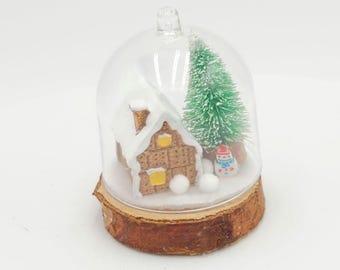 Mini Gingerbread Dome 1:3 Scale Holiday Gingerbread House for 14-18 inch dolls BJD 11 inch fashion dolls Christmas Cloche Diorama