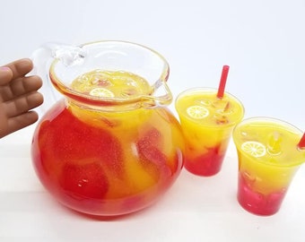 Mini Orange Brunch Punch Pitcher for 14-18 inch dolls dollhouse breakfast food