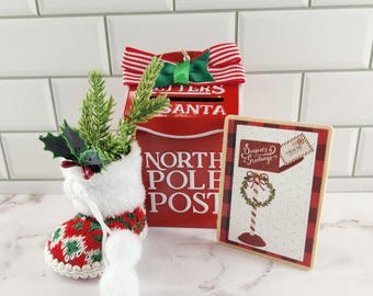 Mini Christmas Decorations  1:3 Scale Accessories for 14-18 inch dolls Dollhouse Decorations Miniature Holiday Decor 1 to 4 scale